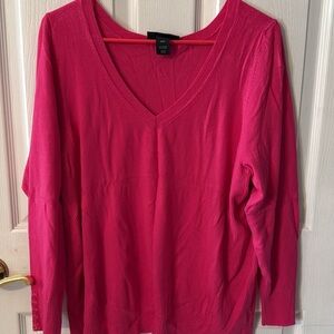 Lane Bryant Vibrant Pink V-Neck Sweatshirt
